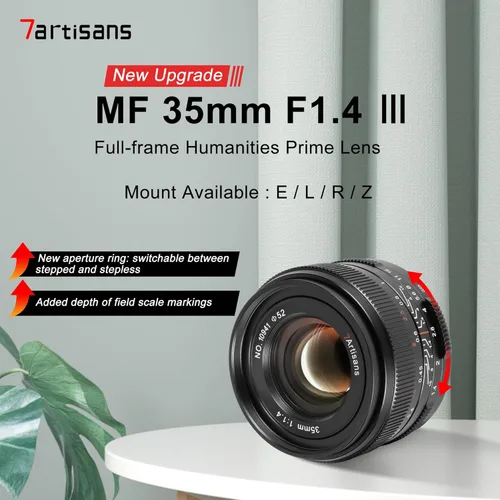 Vista 2 de 7artisans 35mm F1.4 Mark Ⅲ Lente Prime de Enfoque Manual de Marco Completo de Gran Apertura Compatible con Cámara Sin Espejo de Montura L (Negro)