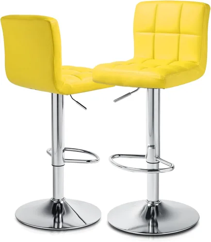 Vista 17 de MoNiBloom Taburetes de Bar Modernos de Cuero PU Ajustables Giratorios con Reposapiés y Respaldo, Taburetes de Bar de Mostrador de Cocina sin Brazos