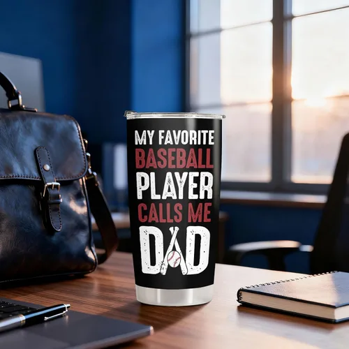 Vista 6 de 34HD Regalos deportivos, vaso de béisbol para papá con tapa, acero inoxidable de 20 onzas, taza de café de viaje para mi jugador favorito, regalo