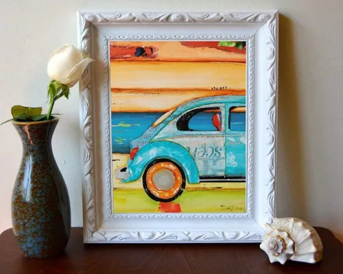Vista 2 de Just Roll With It, impresión artística de Danny Phillips, sin marco, vintage, antiguo, retro, clásico, para automóvil, automóvil, automóvil, playa
