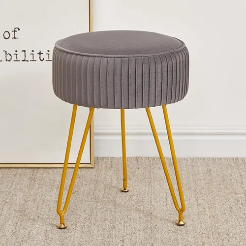 Vista 12 de Taburete de tocador de terciopelo, moderno taburete otomano con patas doradas ajustables, silla de maquillaje para tocador, silla de tocador pequeña