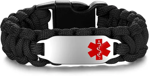 Vista 15 de Pulseras de identificación médica para mujeres y hombres personalizadas, pulseras de alerta médica con grabado personalizado gratuito para mujeres