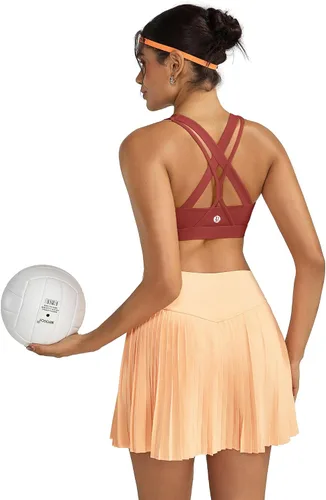 Vista 7 de RUNNING GIRL Brasier deportivo para mujer de alto soporte, espalda cruzada acolchada, brasier deportivo con tirantes delgados, brasier de yoga