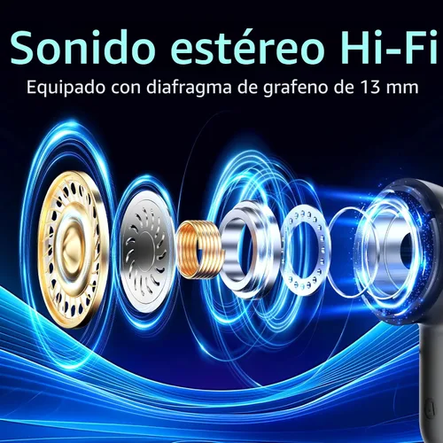 Vista 4 de Auriculares inalámbricos, auriculares Bluetooth 5.4 de 100 horas, ENC+ ANC con cancelación de ruido, control táctil, auriculares Bluetooth