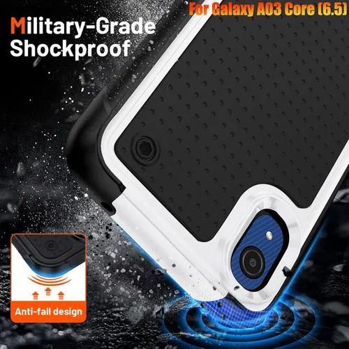 Vista 3 de Funda resistente para Samsung Galaxy A03 Core de 6.5 pulgadas, 4 esquinas con bolsas de aire [protección contra caídas de 12 pies], agarre