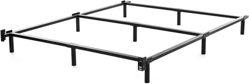 Vista 3 de Marco de cama de metal de tamaño completo, marco de cama resistente de 7 pulgadas, soporte de 9 patas para somier y base de colchón, 3000 libras
