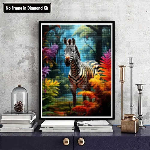 Vista 2 de Zariocy Kits de arte de diamantes 5D para adultos, cebra, pintura de bricolaje con arte de diamantes, arte redondo de diamante, pinturas