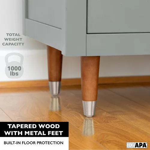 Vista 5 de Ilyapa Patas de madera para muebles, base plateada, juego de 4 patas de repuesto cónicas marrones de 6 pulgadas para sofás, sillas, sofás biplaza