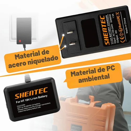 Vista 6 de Shentec Cargador de batería de iones de litio de 18 V compatible