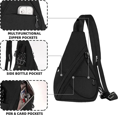 Vista 4 de Lovvento Bolso bandolera de lona para mujer, mochila cruzada pequeña para hombre, mochila casual para ciclismo, senderismo al aire libre