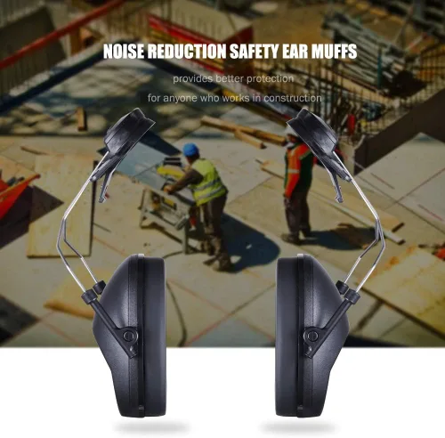 Vista 5 de Casco con cancelación de ruido, orejeras acoplables, bloqueo de sonido, protección auditiva para sitios de construcción, adaptadores