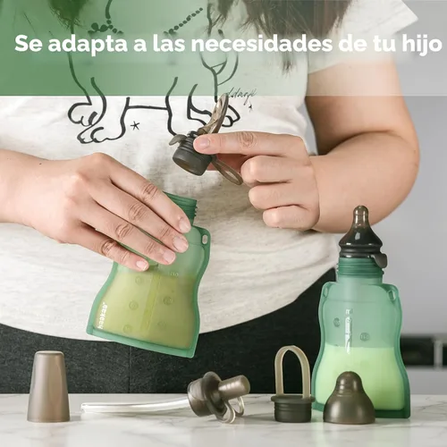 Vista 7 de haakaa Yummy Pouch - Bolsa reutilizable para alimentos para bebés, 4 onzas Verde