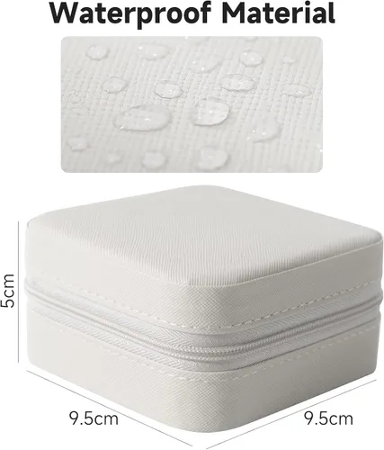 Vista 4 de Joyero para niñas, estuche pequeño de piel sintética con cremallera, organizador portátil, caja de regalo para anillos, aretes, collares, pulseras