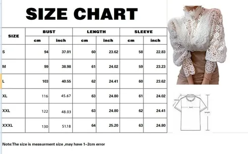 Vista 4 de Camisas elegantes con ribete de encaje para mujer, blusa victoriana casual de manga larga con botones
