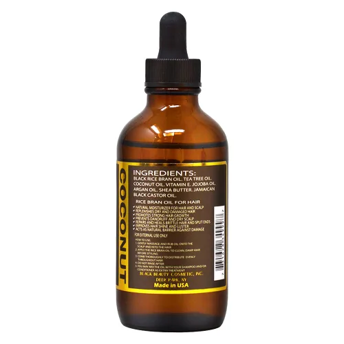 Vista 2 de Aceite de salvado de arroz negro salvaje jamaicano aceite de coco 4oz