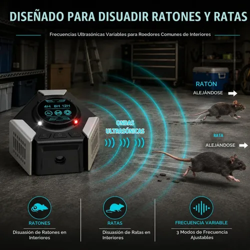 Vista 4 de Paquete de 2 repelentes de roedores ultrasónico para interiores con enchufe