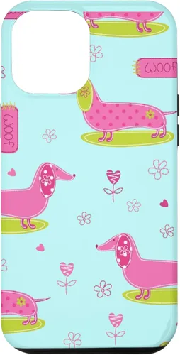 Vista 25 de Funda para iPhone 13 Dachshund Pattern turquoise Flowers Weiner Dog Lover