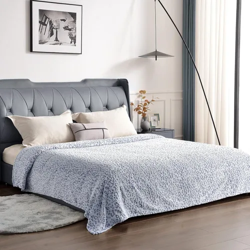 Vista 3 de PLEASANT BOULEVARD Manta de Vellón con Estampado de Leopardo, Colcha de Microfibra de Felpa Premium Liviana Acogedora y Cálida para Sofá, Diván