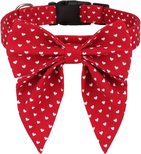 Vista 11 de ADOGGYGO Collar de Navidad para perro con lazo, ajustable de algodón rojo a cuadros, collares de Navidad para perros pequeños, medianos y grandes