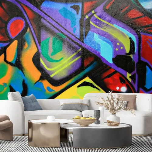 Vista 12 de SIGNFORD - Papel tapiz de colorido diseño de graffiti, removible para dormitorio o sala de estar, 66 x 96 pulgadas Graffiti1-2001-y09