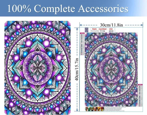 Vista 3 de JFYHAB Kits de pintura de diamantes de mandala para adultos, kits de arte de diamantes de imitación 5D para adultos, niños y principiantes, kit