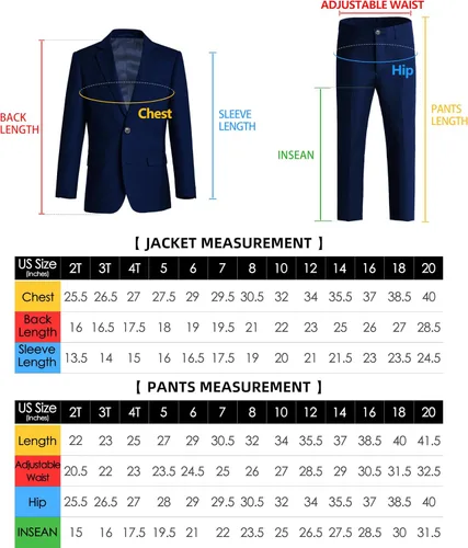 Vista 6 de Conjunto de traje formal para niños, 5 piezas, ajustado 3 piezas azul oscuro