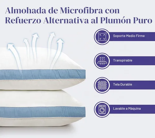 Vista 2 de ROYALE LINENS Juego de 2 almohadas de tamaño estándar, almohada de cama para dormir, almohada refrescante para dormir de espalda, estómago