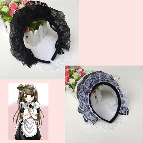 Vista 8 de Lolita - Diadema de encaje con volantes y encaje multicapa, diadema de encaje de malla, tocado dulce de criada, accesorios para el cabello