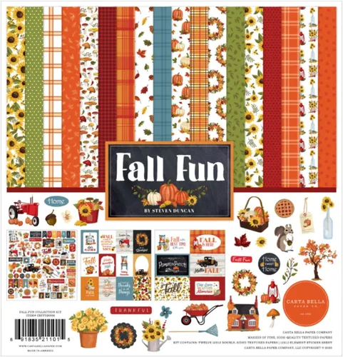 Vista 5 de Echo Park Collection Kit 12" X12" - Fiebre de otoño Autumn Cardstock Craft Supplies for Scrapbooking, Card Making, Journaling – 12 x 12, Double
