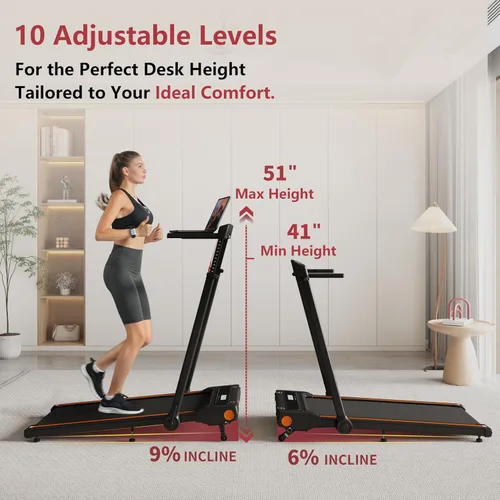 Vista 2 de Treadmill with Incline, 3 in 1 Under Desk Treadmill Walking Pad with Removable Desk Workstation 3.5HP Foldable Compact Walking Treadmills for Home