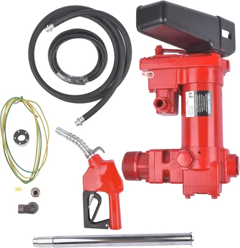 Vista 6 de Bomba de transferencia de combustible 115V 15 GPM con manguera de descarga + boquilla manual con protección contra sobrecarga térmica, para mezclas