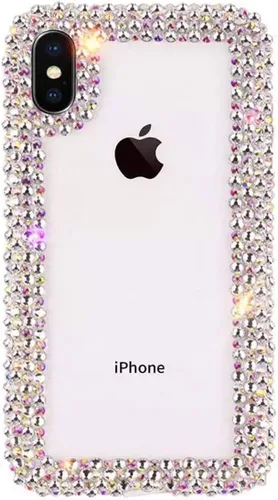 Vista 3 de Funda protectora brillante para iPhone XR, 3D, de lujo, con diamantes de imitación de cristal relucientes, amortiguadora, transparente y protectora