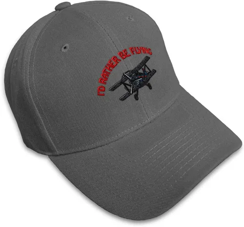 Vista 9 de Gorra de béisbol I'd Rather Be Flying Biplane Embroidery Cars & Transportation Negro