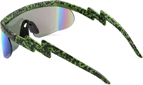 Vista 3 de FEISEDY Gafas de sol deportivas de gran tamaño de los años 80, gafas de esquí con parte superior plana, visera futurista de una pieza para mujeres