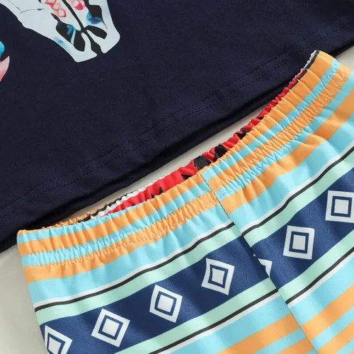 Vista 5 de fhutpw Conjunto de camiseta de manga corta con estampado de vaca y pantalones acampanados de dibujos animados para niñas