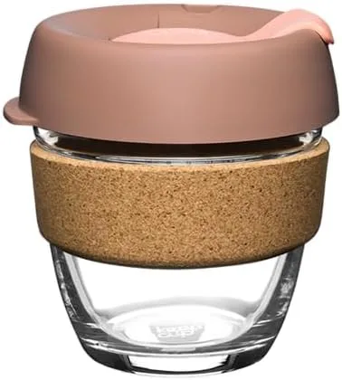 Vista 18 de KeepCup Brew Cork - Taza de café reutilizable de vidrio templado y corcho natural, M 12 oz/340 ml - Negro