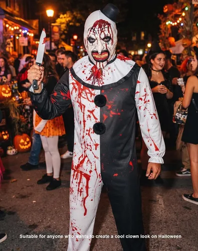 Vista 3 de Disfraz de payaso de Halloween Art the Cosplay Body Mask para fiesta de Rojo