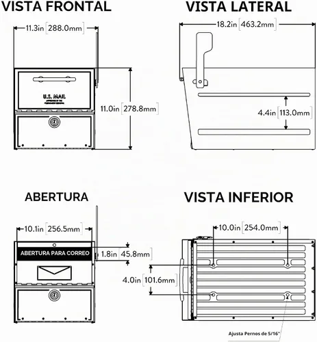 Vista 8 de Architectural Mailboxes Oasis® Eclipse™ Buzón Seguro con Cerradura Aprobado por USPS, Resistente, Anti-Robo de Acero Montado en Poste para Exterior