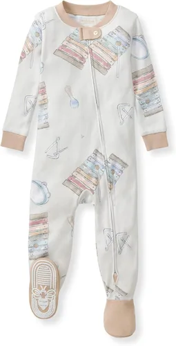 Vista 8 de Burt's Bees Baby - Pijamas para bebés y niñas, con cremallera frontal, con pies cerrados antideslizante, 100 % algodón orgánico Guitarra acústica.