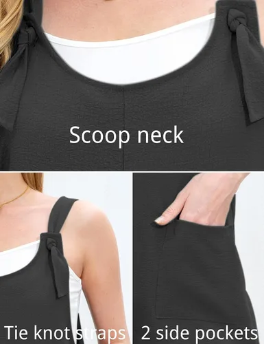 Vista 4 de Xunger Overol casual de verano para mujer, overol corto con correa de nudo