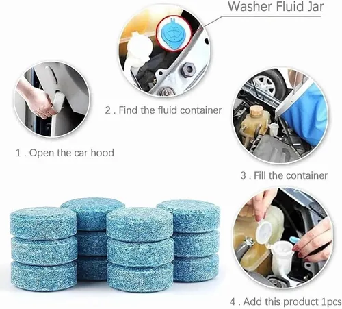 Vista 5 de Hoja de limpieza de vidrio para automóvil, limpieza de ventana para automóvil, líquido limpiaparabrisas, tableta efervescente sólida, adecuada