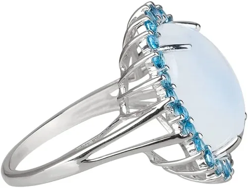 Vista 3 de YoTreasure Moonstone London Blue Topaz 925 - Anillo grueso de plata esterlina