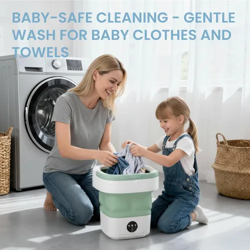 Vista 11 de Lavadora plegable portátil, mini lavadora de gran capacidad de 16 litros para ropa de bebé, ropa interior y lavandería de viaje, lavadora