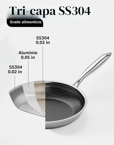 Vista 8 de [Usado] Sartén antiadherente usada con tapa de 7 pulgadas, panal, sin PFAS, todas