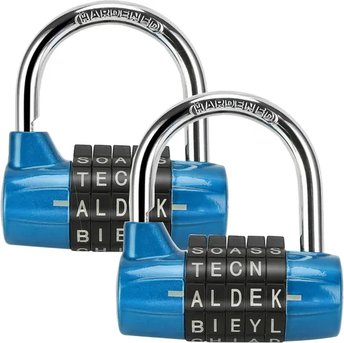 Vista 5 de Candado de aleación resistente con contraseña, candado de seguridad resistente, fácil de configurar tu propio combo reiniciable sin llave (2 negro)