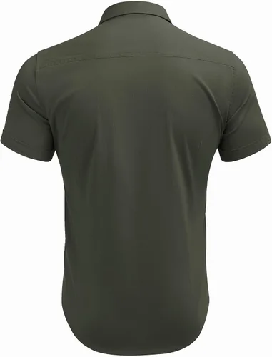 Vista 8 de COOFANDY Camisas de vestir para hombre, de manga corta, de algodón, casual, con botones, con bolsillo
