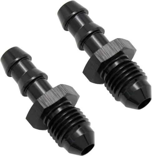 Vista 11 de Negro recto aluminio 4AN macho Flare a 1/4 "(6.3mm) Barb Push Hose Barb Fitting Adapter