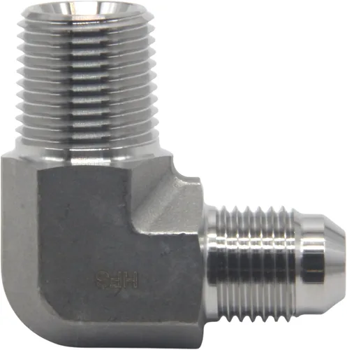 Vista 7 de HFS (R) 3/8" macho NPT a 3/8" macho JIC codo 90° Flare tubería de acero inoxidable 304 (3/8" MNPT x 3/8" MJIC)