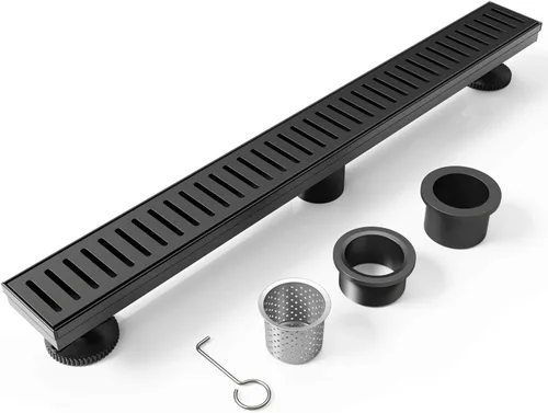 Vista 10 de WEBANG - Drenaje lineal de 12 pulgadas para ducha rectangular con accesorios, cubierta de patrón cápsula, rejilla extraíble, acero inoxidable SUS304