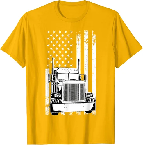Vista 78 de Camión conductor bandera americana camionero vintage hombres mujeres regalo camiseta
